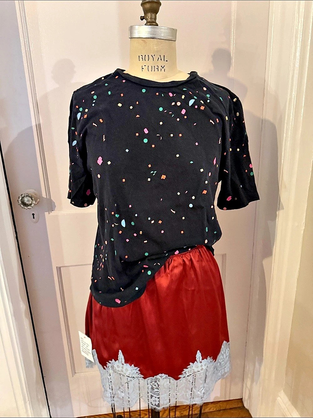 Ban.do Abstract Short Sleeve Knit Tee Top - Med